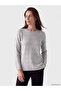 Vizyon New Season Gray Crew Neck Zigzag Patterned Women's Knitwear Sweater