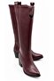 Jane Women's Burgundy Pointed Toe Thick Heeled Pull-On Below the Knee Plain Cowboy Boots - 2