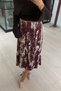 Patterned Burgundy Midi Satin Skirt - 2