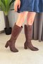 Women's Monika Brown Suede 7cm Heeled Zippered Boots - 6