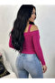 Women's long sleeve madonna neckline strappy crop camisole blouse - 2