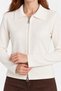 Ecru Shirt Collar Reversible Zippered Knitwear Cardigan - 6