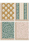 100% Cotton Fabric Panel Set 5 Different Patterns 30X60 cm – Vintage Floral Pattern, Green, Pink and Beige Tones - 6