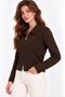 Brown Shirt Collar Reversible Zippered Knitwear Cardigan - 2