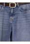 Vizyon New Season Blue Belted Wideleg Women's Jean Trousers - 6
