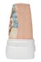 Women's Vegan Beige Thick Sole High Sneakers - Little Eyes Big Feelings Design - 5