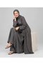 Women's Anthracite Hijab Three-Piece Set with Long Cardigan and Wide-Leg Pants, Comfortable Cut - 4