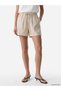 Özmarka New Season Beige Women's Shorts with Elastic Waist - 2