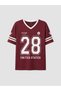 Vizyon New Season Burgundy Oversize 100% Cotton Women's T-Shirt - 5