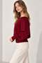 Women's Boat Neck Crop Sweatshirt Wide Neckline Camisole Long Sleeve Sweatshirt with Elastic Waist and Sleeves - 2