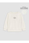 Özmarka New Season Ecru Printed Girls' Soft Touch Sweatshirt - 2