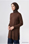 Button Detailed Knitwear Tunic Bitter Brown - 3