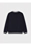 Ozmarka New Season Navy Blue Printed Oversize Women's Thick Sweatshirt - 6