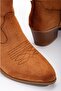 Women's Nioverra Tan Suede 5 cm Heeled Western Boots - 4
