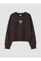 Brown Printed Girls' Soft Touch Sweatshirt
