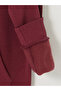 Burgundy High Collar Women's Thick Zippered Sweatshirt - 5