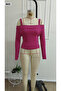 Women's long sleeve madonna neckline strappy crop camisole blouse - 4