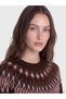 Ozmarka New Season Brown Crew Neck Patterned Women's Knitwear Sweater - 3