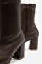 Henri Women's Bitter Brown Faux Leather Zippered Stretch Boots - 3