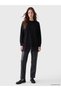 Black Crew Neck Lace Detailed Women's Knitwear Tunic - 2