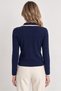 Navy Blue Knitwear Cardigan with Self-Contrast and Collar Detail - 7