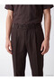 Özmarka New Season Brown Regular Fit 100% Linen Men's Trousers - 3