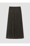 Brown Elastic Waist Leopard Patterned Pleated Skirt - 5