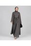 Women's Anthracite Hijab Three-Piece Set with Long Cardigan and Wide-Leg Pants, Comfortable Cut