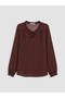 Peak New Season Brown Tie-Neck Polka Dot Blouse - 5