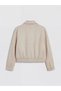 Peak New Season Beige Shirt Collar Women's Leather Look Coat - 5