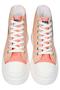 Women's Vegan Beige Thick Sole High Sneakers - Little Eyes Big Feelings Design - 3