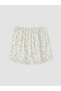 Ecru Floral Women's Shorts with Elastic Waist Pajama Bottoms - 3