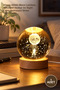 1 Piece of Astronaut Design Illuminated Glass Globe – Table Lamp with Wooden Base, Decorative Gift and Night Light, Astronaut Globe