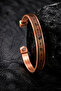 Men's Pure Copper Bracelet Brown Leather Patterned Sardes Model Adjustable Magnet Copper Bracelet - 3