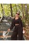 Women's Brown Oysho Fabric 3-Piece Hooded Zipper Crop Sweat Athlete Pants Set - 5