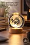 3 Pieces Full Moon Glass Globe – Decorative Lamp with Wooden Base and Usb, Moon Lamp for Table and Shelf, Glass Globe
