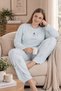 Women's Plus Size Floral Print Long Sleeve Pajama Set - 3