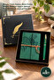 5-Piece Green Leaf Patterned Leather Notebook Pen Set – Boxed Feather Pen, Metal Roller Pen, Gift Set Suitable for Printing, Notebook Journal Gift Set