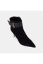 Women's Black Leather Belt Detailed Suede Stiletto Boots - 7