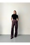 Women's High Waist Leopard Print Wide Leg Pants with Side Zipper - 3