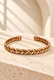 Flat Leaf Patterned Women's Copper Bracelet Authentic Handcrafted Adjustable Design - 3