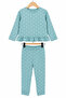 Girl's Ruffle Detailed Polka Dot Patterned Cotton Combed Cotton 2-Piece Pajama Set Turquoise - 2