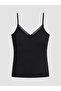 Ozmarka New Season Black Lace Detailed String Strap Women's Undershirt - 5