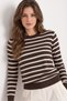 Brown Striped Crew Neck Knitted Women's Sweater - 3