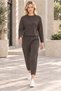 Women's Round Neck Textured Off-Shoulder Sweatshirt and Ankle-Length Pants Set Elastic Waist Lycra Flexible Pockets Sporty Stylish Two-Piece Combination Brown - 5