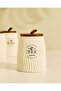 White Ribbed Tea Canister With Bamboo Lid - 2