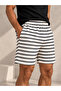 Men's Striped Shorts 100% Cotton 3 Yarns Without Pile Comfortable Cut Casual Sports Shorts - 6