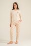 Light beige mother and daughter long sleeve pajama set, 100% cotton, adult and children's pajamas are priced separately. - 6