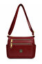 Women's Faux Leather Multi-Compartment Zippered Daily Use Crossbody Bag Claret Red - 3