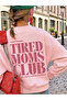 Women's Tired Mom Printed Oversize Crew Neck Sweatshirt - 3